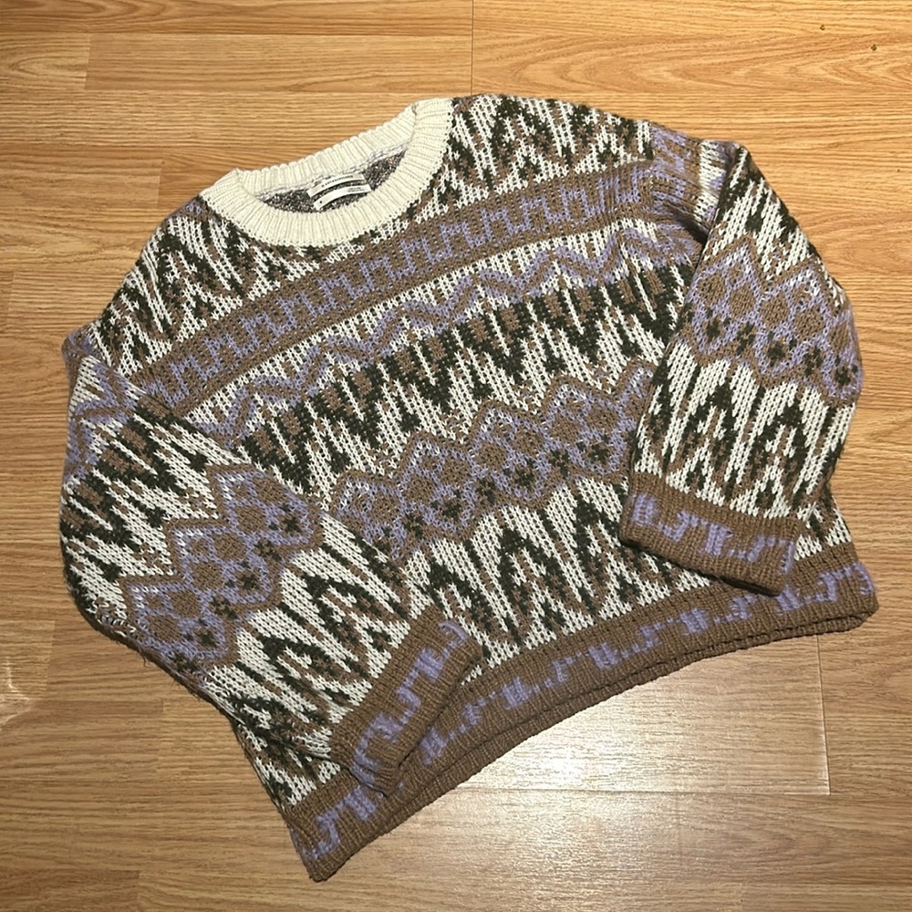 Anthropologie Fabiana Cropped Fair Isle Sweater